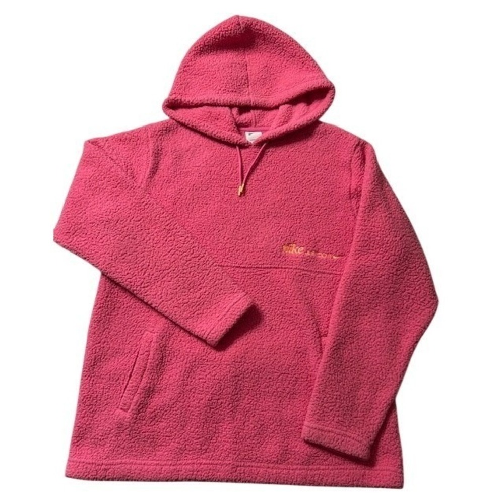 Nike Sherpa Fleece Therma Fit Women's Medium Hooded Pullover Just Do It Logo